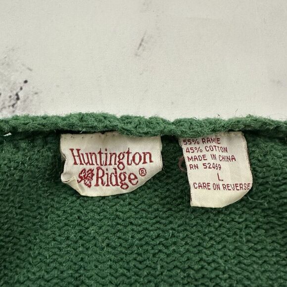Huntington Ridge Womens Vintge 90s Cardigan Sweater Size L Green Floral Cottage - Picture 6 of 11